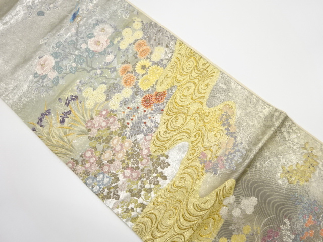 引箔　名花艶麗文織り出し　袋帯